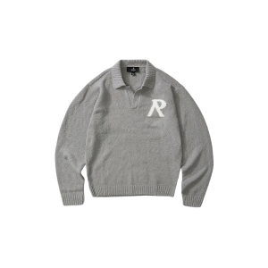 Represent Initial Grey Boucle Polo Shirt